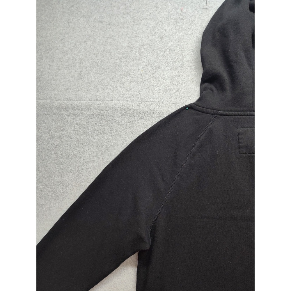 True Religion Women Sweater Dress L Black Hooded Pockets 1/4 Zip Logo Casual - Picture 10 of 16